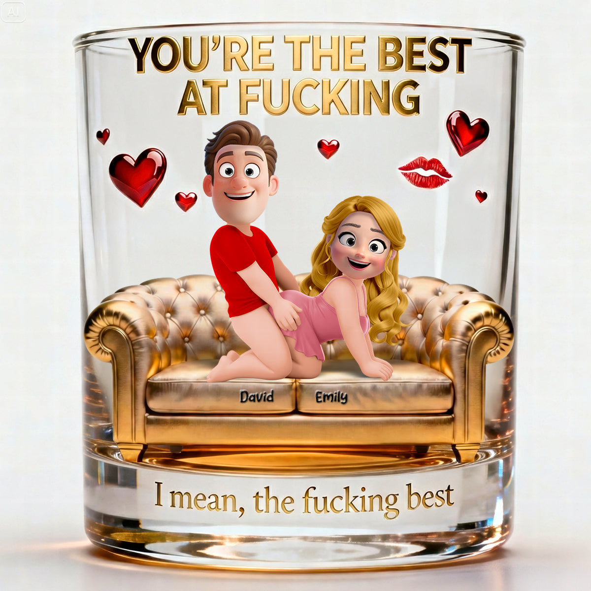 Naughty Couple Round Glass - Personalized Gifts For Couple Drinking Glass 02NAQN240126-Homacus