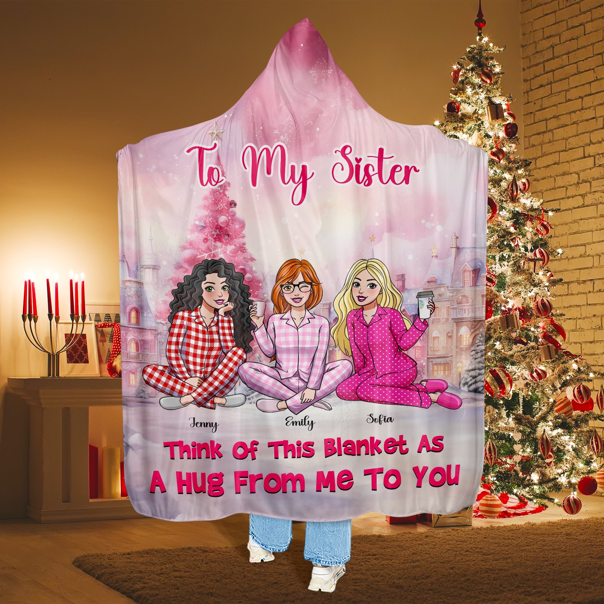 Personalized Gifts For Sister Christmas Blanket Hoodie 04XQMH061124HH