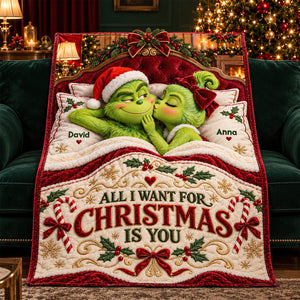 Lovely Peck On The Cheek Of Mischief Couple Blanket - Personalized Christmas Gifts For Couples 07todt191026-Homacus