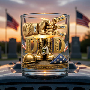 Veteran Dad's Greatest Victory Round Glass - Personalized Gift For Dads 04NAQN010626-Homacus