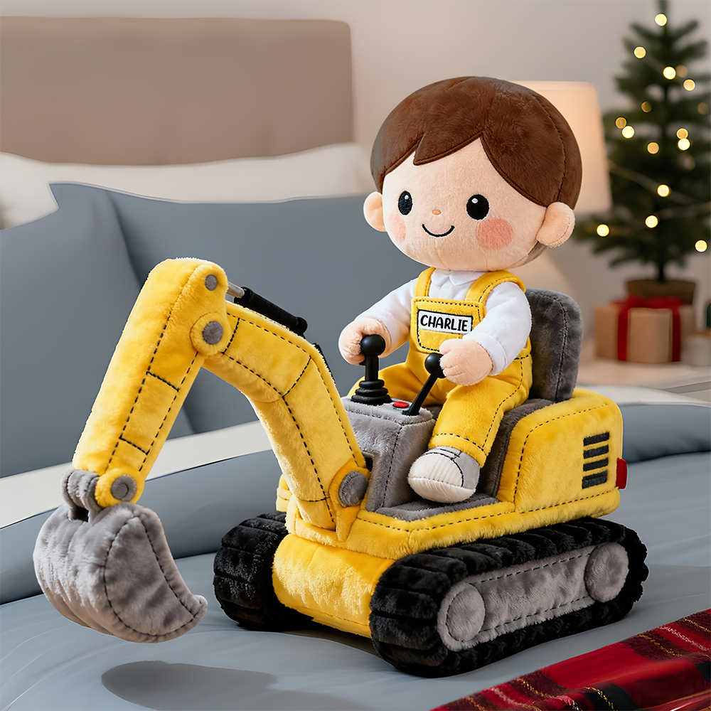 Cute Kid Operating Excavator Custom Shape Pillow - Personalized Gifts For Kid 06QHDT081125-Homacus