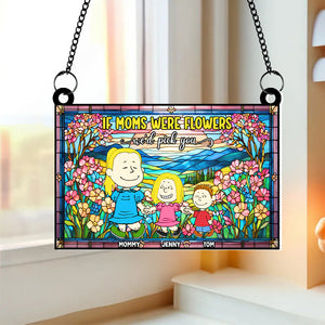 Personalized Gifts For Mom Suncatcher, Flower Garden Stained Glass Art 04qhtn130225hh