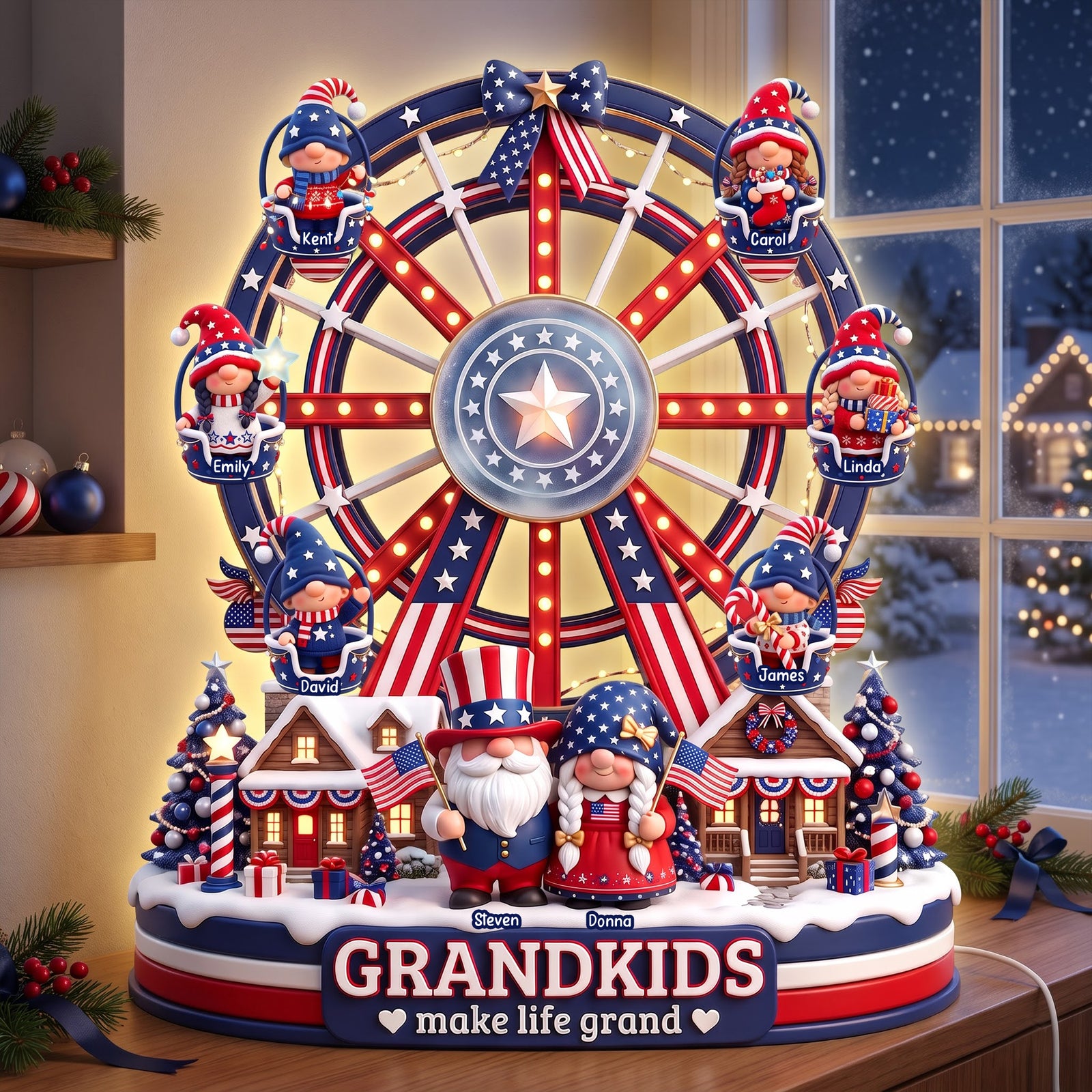 USA Gnome Grandkids Ferris Wheel Acrylic Light Box - Personalized Gifts For Christmas 02paqn270826