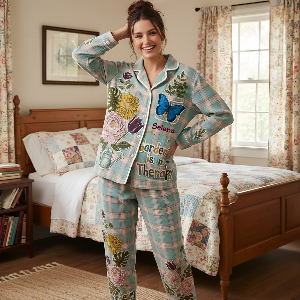 Floral Garden Therapy Pajama Set - Personalized Gift For Gardeners 06PALU251125