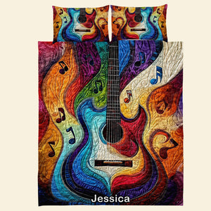 Personalized Colorful Rainbow Guitar For Guitar Lovers Quilt Bedding Set Special Line 07QNQN301224-Homacus