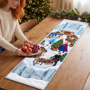 Festive Winter Village Table Runner - Personalized Gift For Family 01HAQN210826