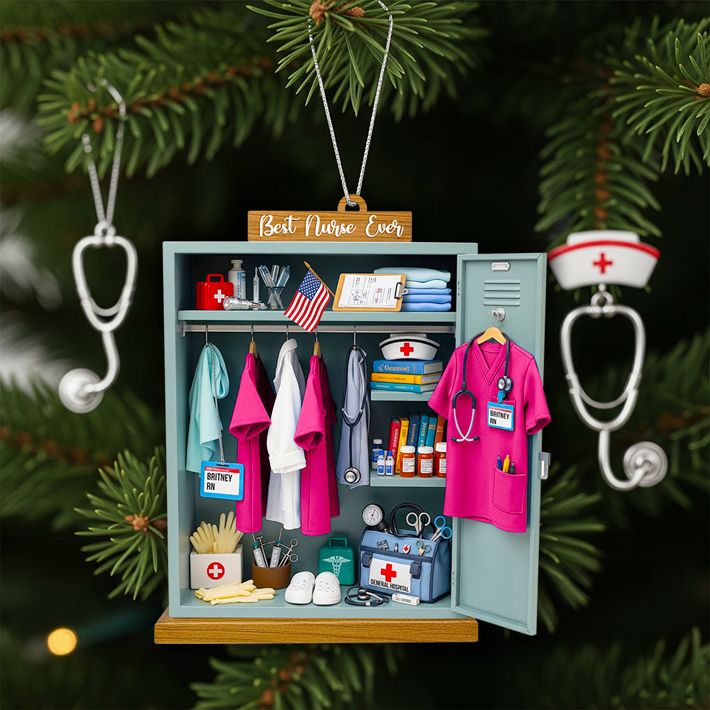 Nurse Festive Locker Christmas Ornament, Personalized Gifts For Nurse 02qhdt090925-Homacus