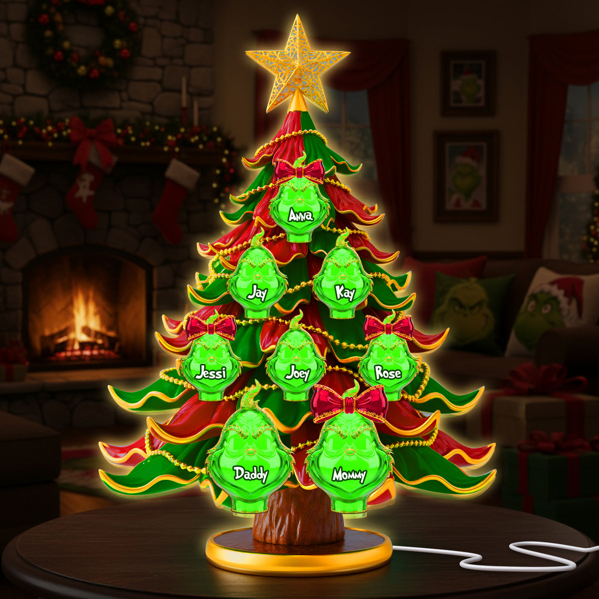 Green Family Tree Light Box - Personalized Gifts For Family 09KILU041125-Homacus