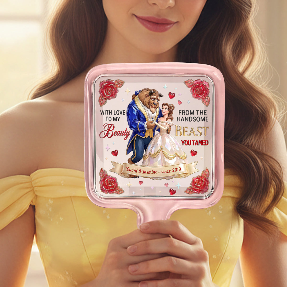 Fancy Couple Handle Mirror, Personalized Gifts For Her (Wife & Girlfriend) 03qhmg021225-Homacus