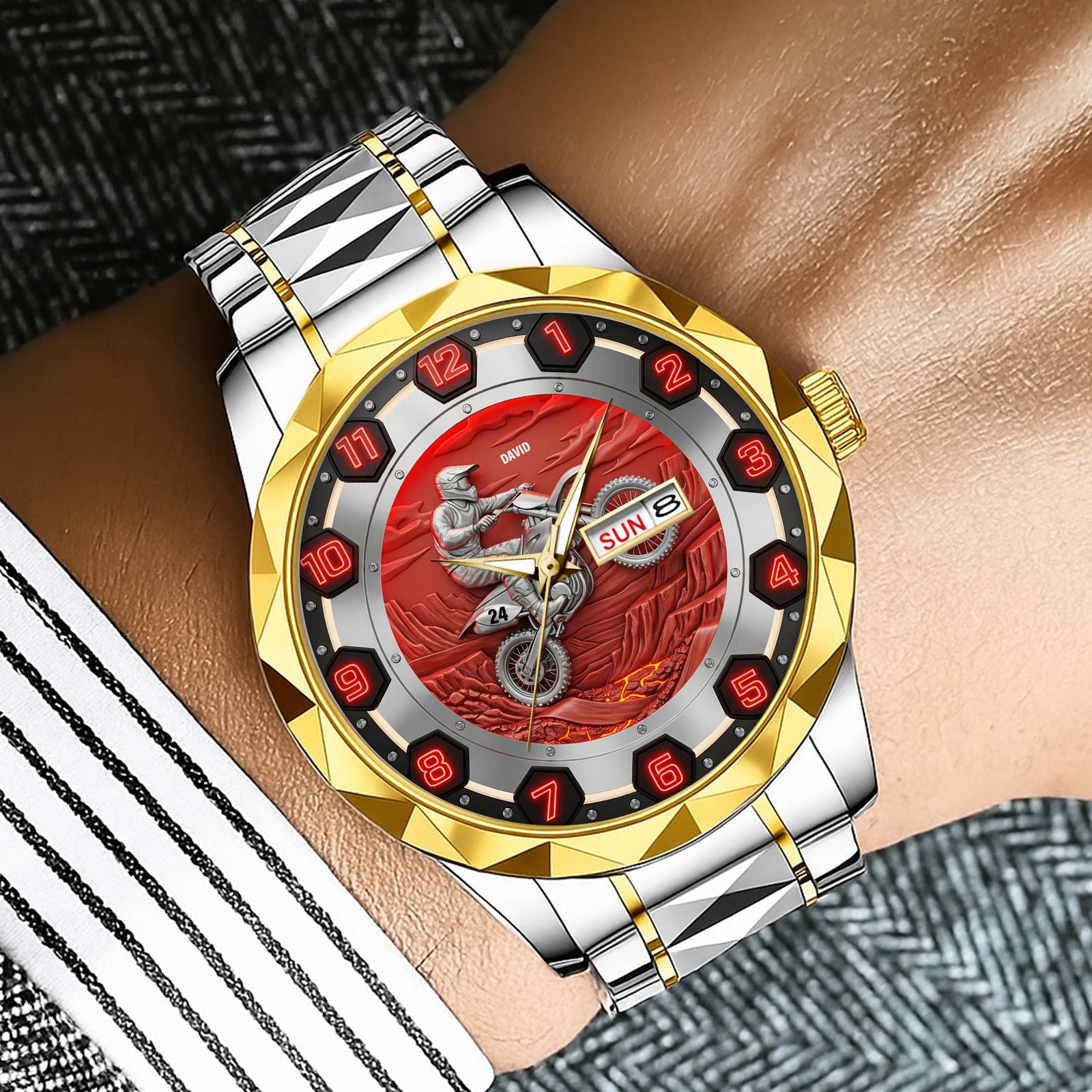 Dirt Bike Riding Stainless Steel Men's Watch Personalized Holiday Gifts For Bikers 03ohtn260725-Homacus