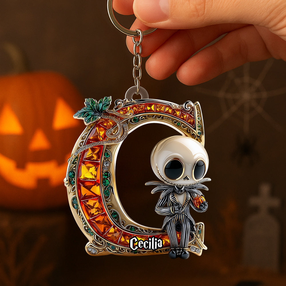 Alphabet Gemstones Pumpkin Halloween Keychain Personalized Gifts For Fans 04TGDT230825-Homacus