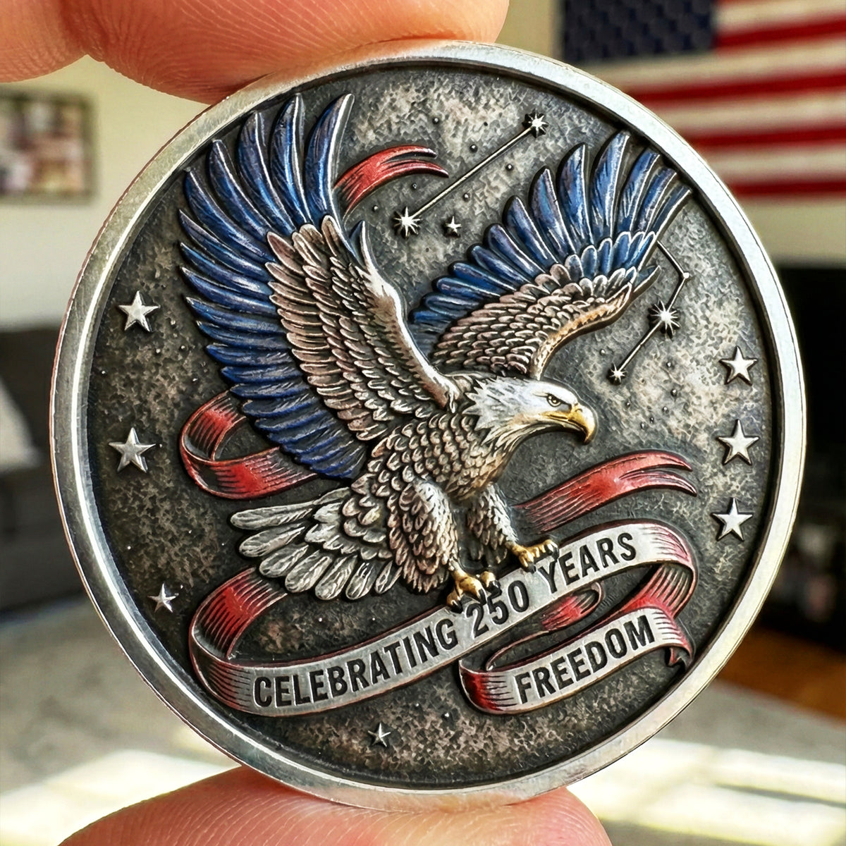 America 250th Anniversary Printed Metal Coin - Personalized Gifts For Patriots 04toqn260226-Homacus