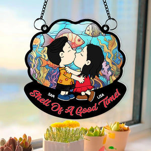 Personalized Gifts For Couple Suncatcher Ornament Kissing Couple Shell Beach Summer 03XQMH240724HG-Homacus