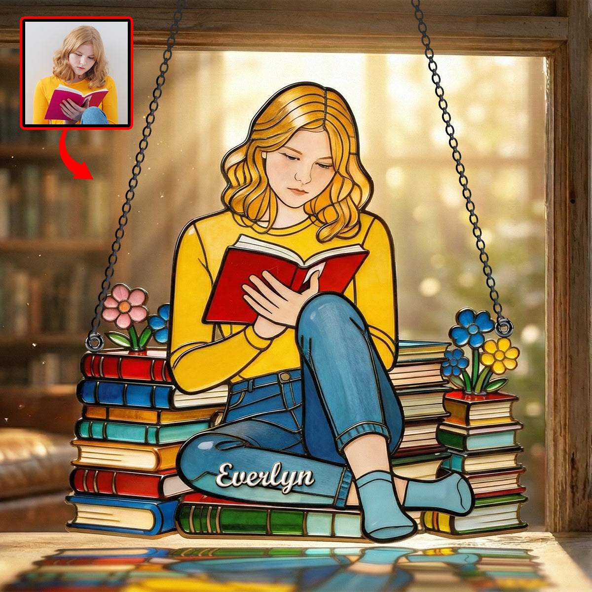 Book Lover Suncatcher - Custom Photo Gifts For Book Lovers 01nadh030426-Homacus