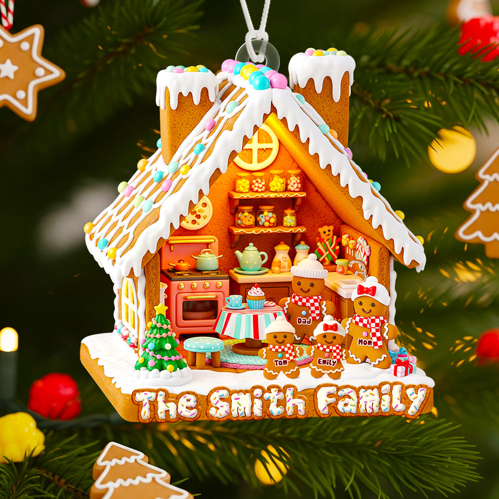 Gingerbread Family Christmas Ornament Personalized Gifts For Family 03PGDT150825-Homacus