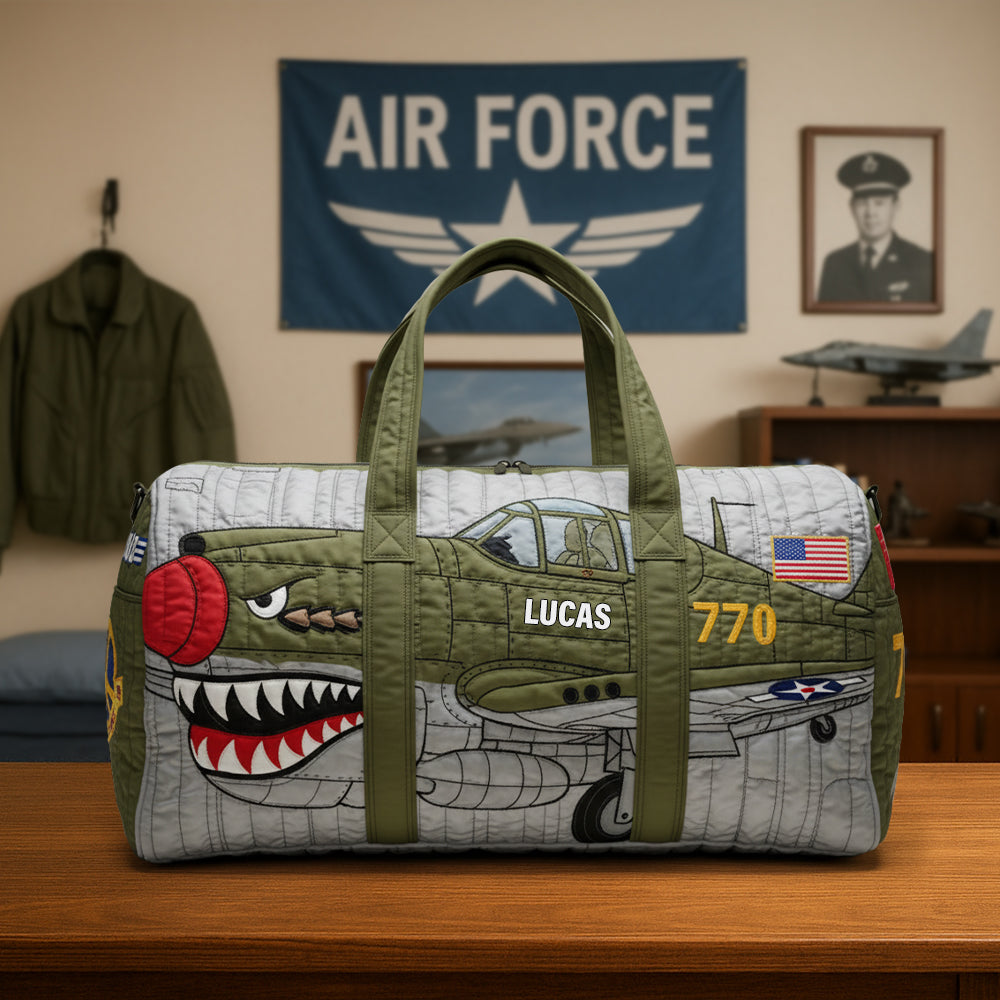Personalized Gifts For Veterans Airplane Shark Quilted Duffle Bag 04natn080925-Homacus