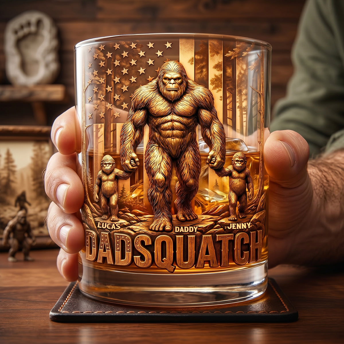 Wild Dad Energy Round Glass - Personalized Gifts For Dads 04NATN010526-Homacus