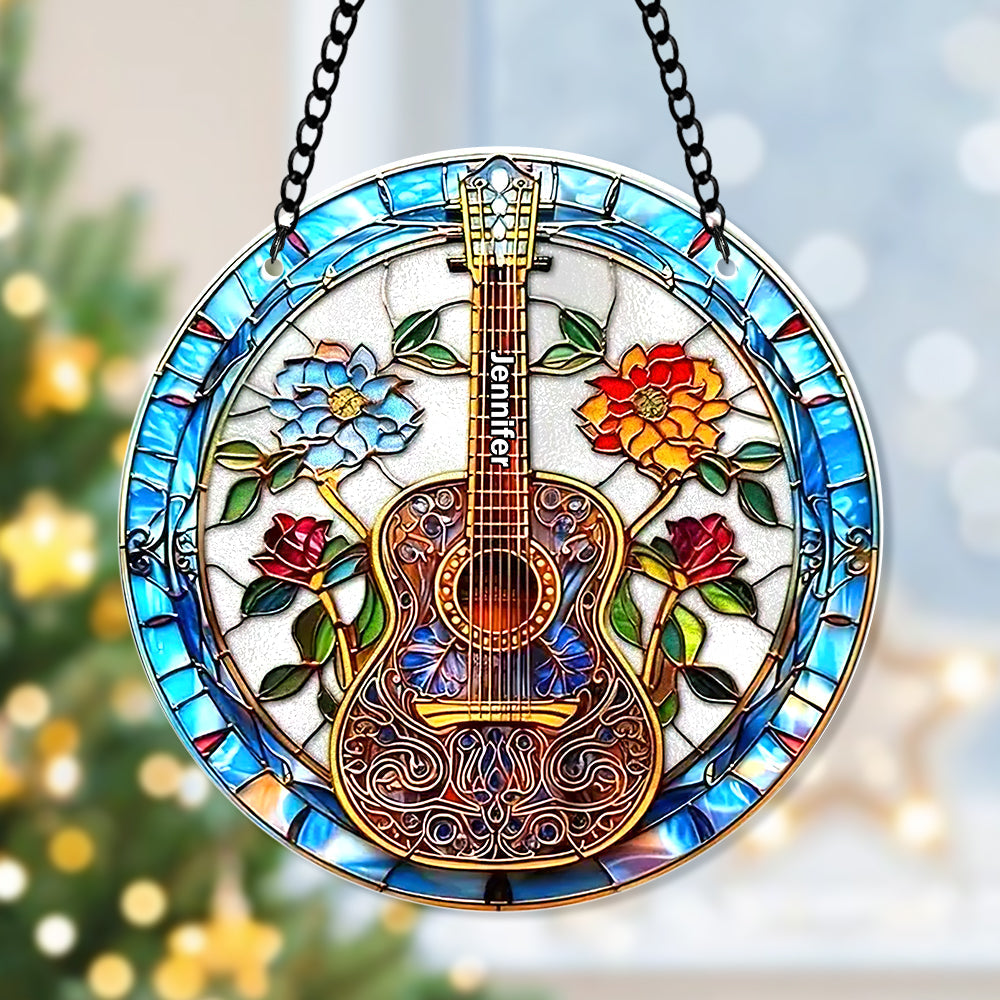 Personalized Gifts For Christmas Suncatcher Ornament 67ACQN240824 Guitarist-Homacus