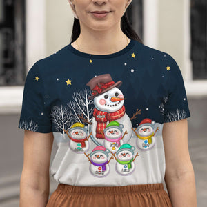 Personalized Gifts For Grandma 3D Shirt, Snowman Grandkids 01NAPU060824-Homacus