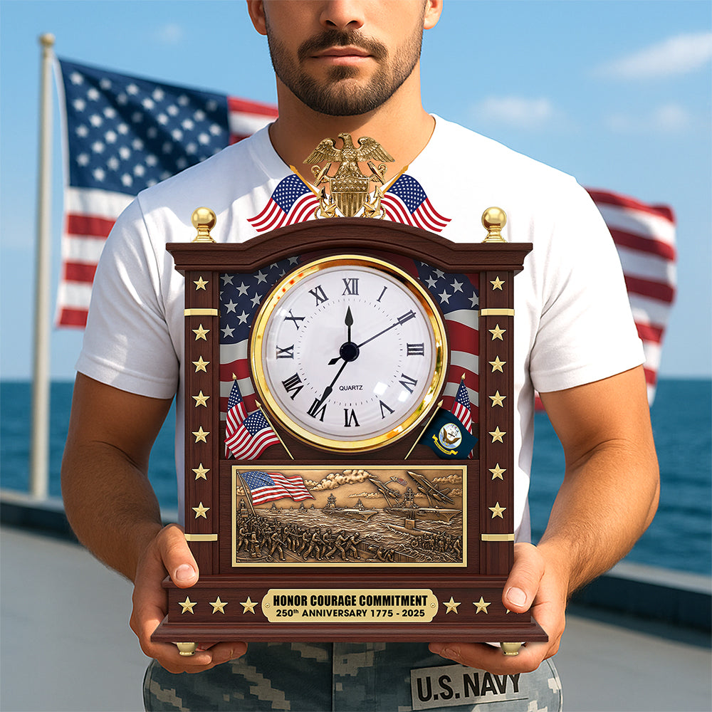 Military Desk Clock Plaque - Personalized 250th Anniversary Gift for Soldier 03huqn080725-Homacus