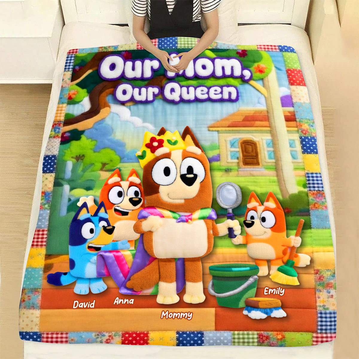 Happy Puppy Family Blanket - Personalized Gifts For Mom 01TYQN160426-Homacus