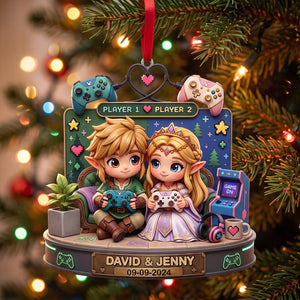 Player Couple Christmas Tree Ornament - Personalized Gifts For Couple 06TOTN030826
