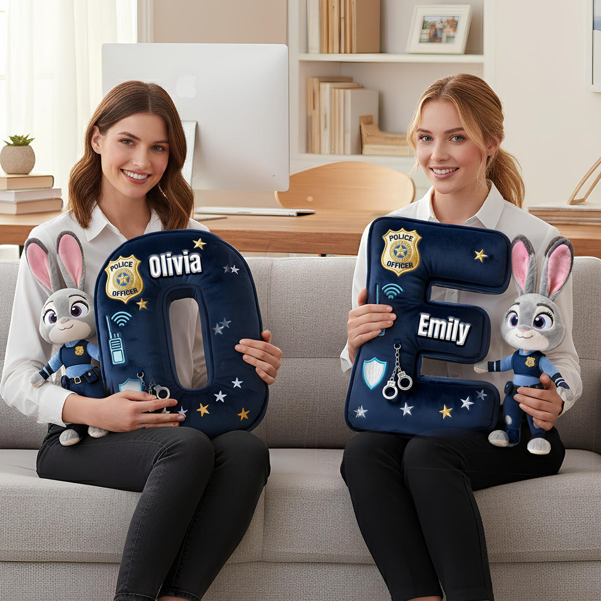 Cute Police Buddy Initial Pillow - Personalized Gift For Police Officer 01PGLU101225-Homacus