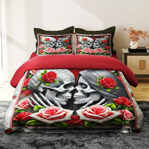 Personalized Gifts For Skull Couple Quilt Bedding Set 03OHTN100125-Homacus