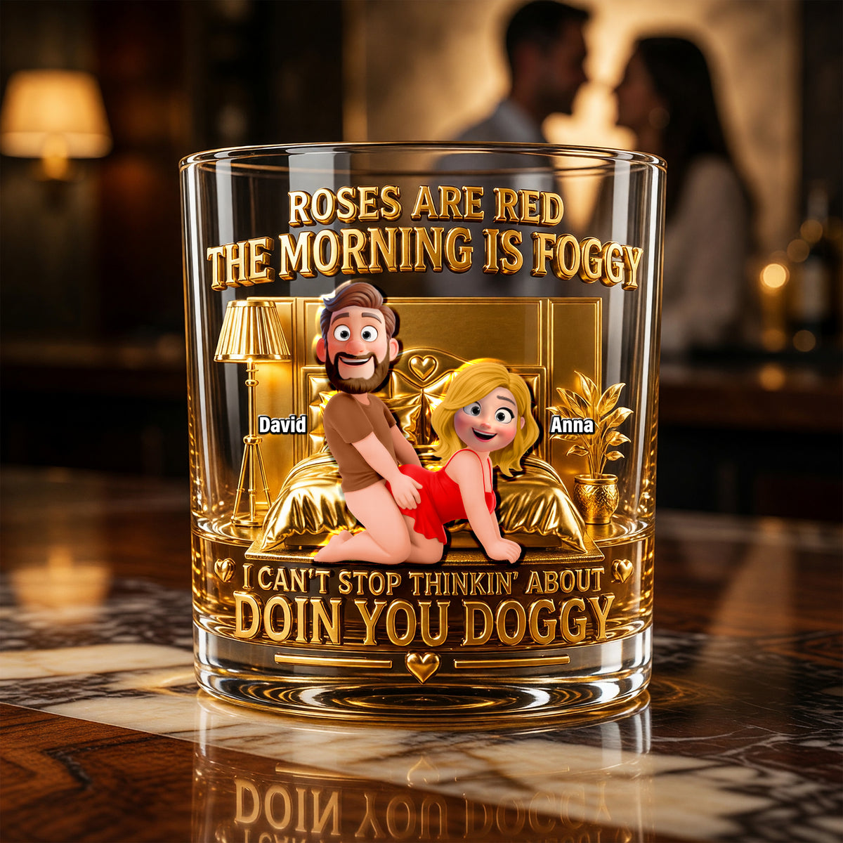Cheeky Couple Round Glass - Personalized Gifts For Couple 03NAQN020626-Homacus
