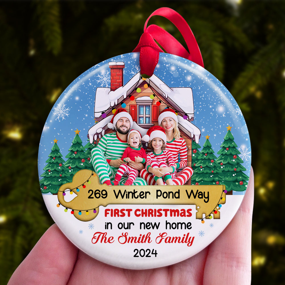 Custom Photo Gift for Family, First Christmas In New Home Ornament 02TODT111024