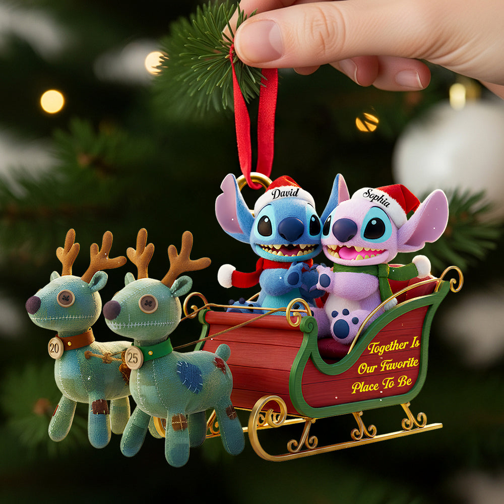 Couple Christmas Sleigh Christmas Ornament Personalized Gifts For Couple 03TGDT240925-Homacus