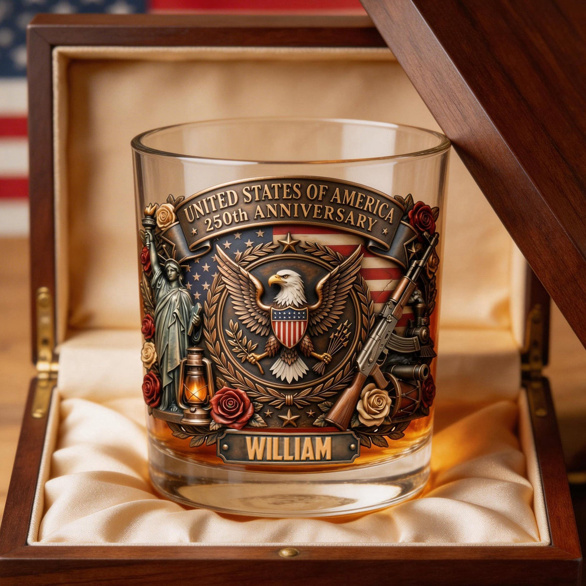 250th Anniversary USA 11oz Round Glass - Personalized Gifts For Patriots 03tymg200326-Homacus