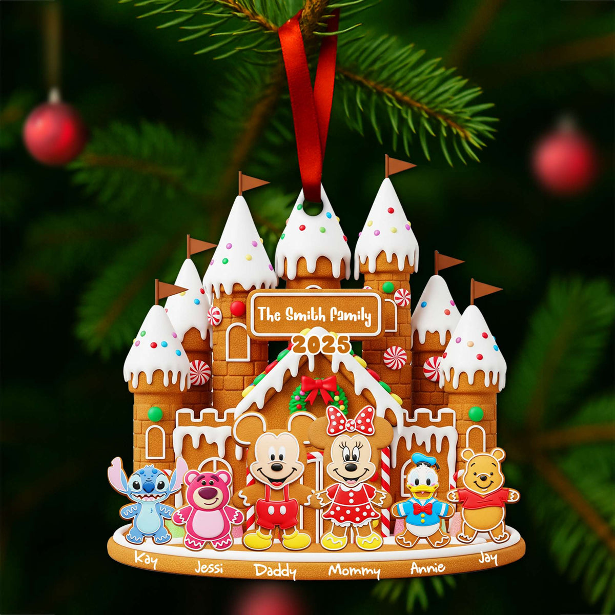 Gingerbread Family Castle Ornament - Personalized Christmas Gifts For Family 05NALU160825-Homacus