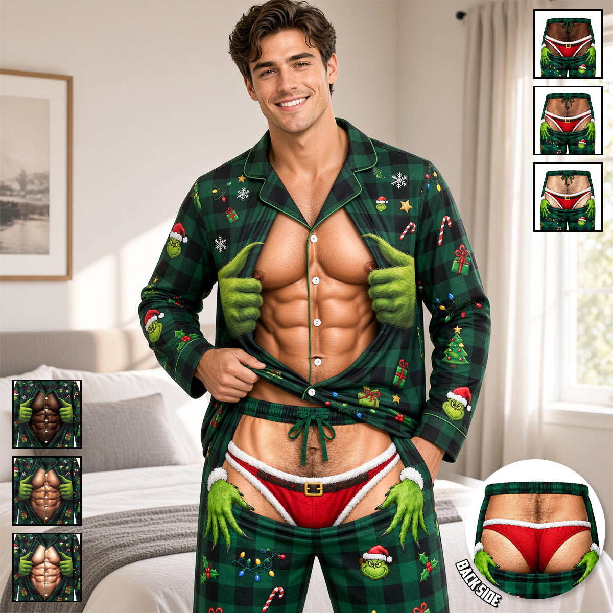 Cheeky Christmas Couple Button Up Pajama Set - Personalized Gift For Christmas 05TYDH090926-Homacus