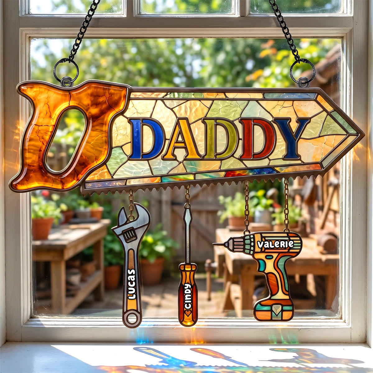 Daddy's Tool Kid Suncatcher Ornament - Personalized Gifts For Dad 03padh250426-Homacus