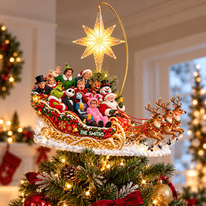 Fantastical Ride In Santa's Sleigh Tree Topper - Personalized Christmas Gifts 06ohdt191026-Homacus
