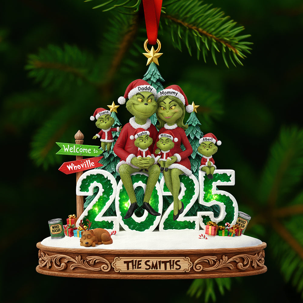 Cheerful Green Family Ornament - Personalized Christmas Gifts For Family 03PAQN111025-Homacus