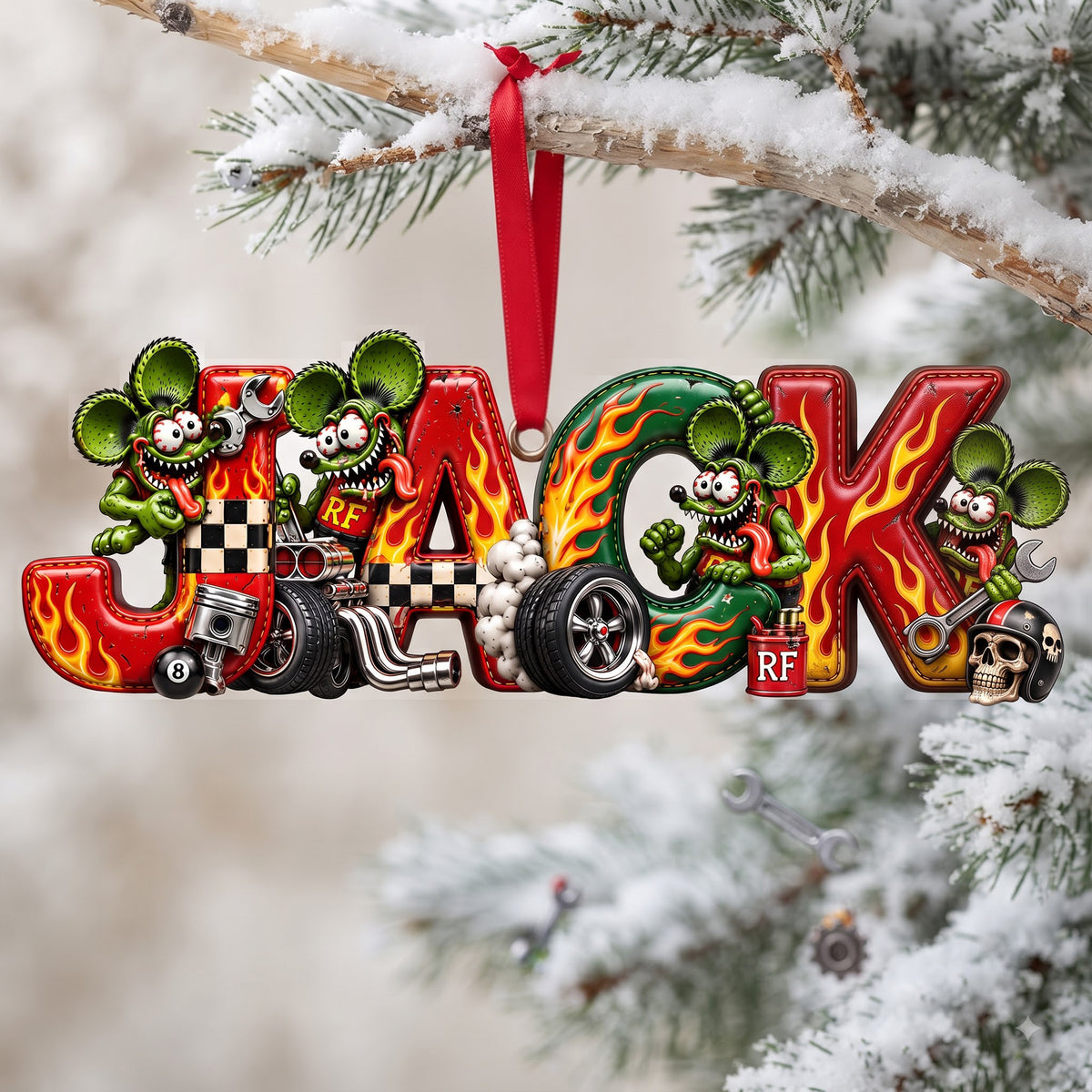 Vintage Speed Fans Name Art Ornament - Personalized Gift For Christmas 03PALU240926
