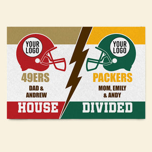 Custom Team Logo Gifts For Football Fan Doormat 08qhqn011124 House Divided On Game Day-Homacus