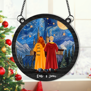 Personalized Gifts For Couple Suncatcher Ornament 01hupu060924hg Wizard Couple Standing Together-Homacus