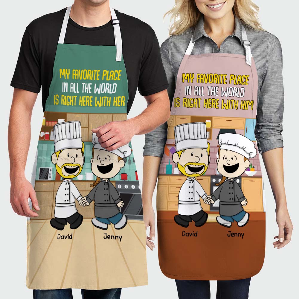 Personalized Gifts For Chef Couple Aprons 01xqtn130125hg My Favorite Place Is Right Here With You-Homacus