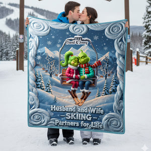 Personalized Christmas Gifts For Skiing Lover Couple Quilt Bedding Set 06patn171125-Homacus