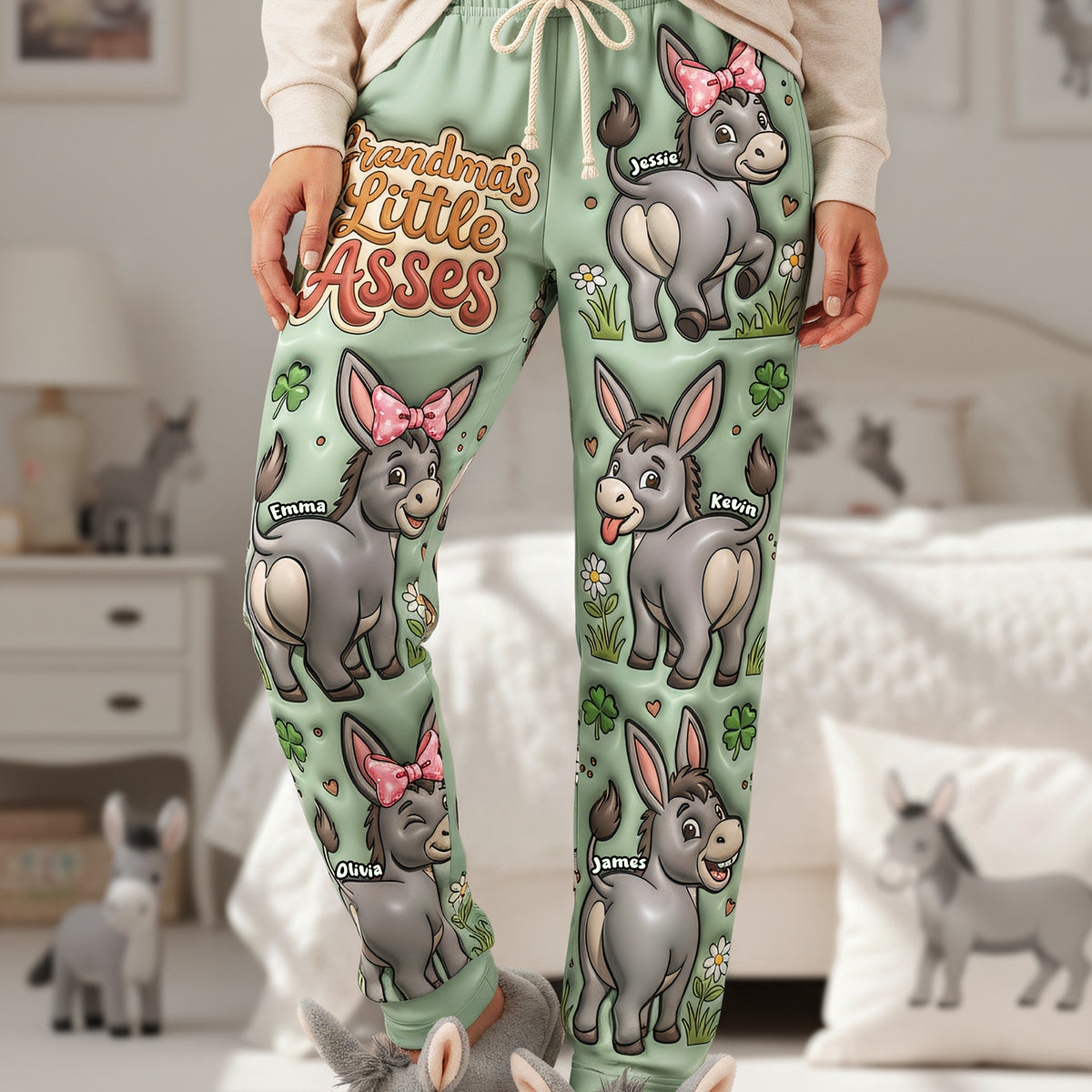Grandma Donkey Funny Pajama Pants - Personalized Gifts For Grandma and Mom 01nata100326-Homacus