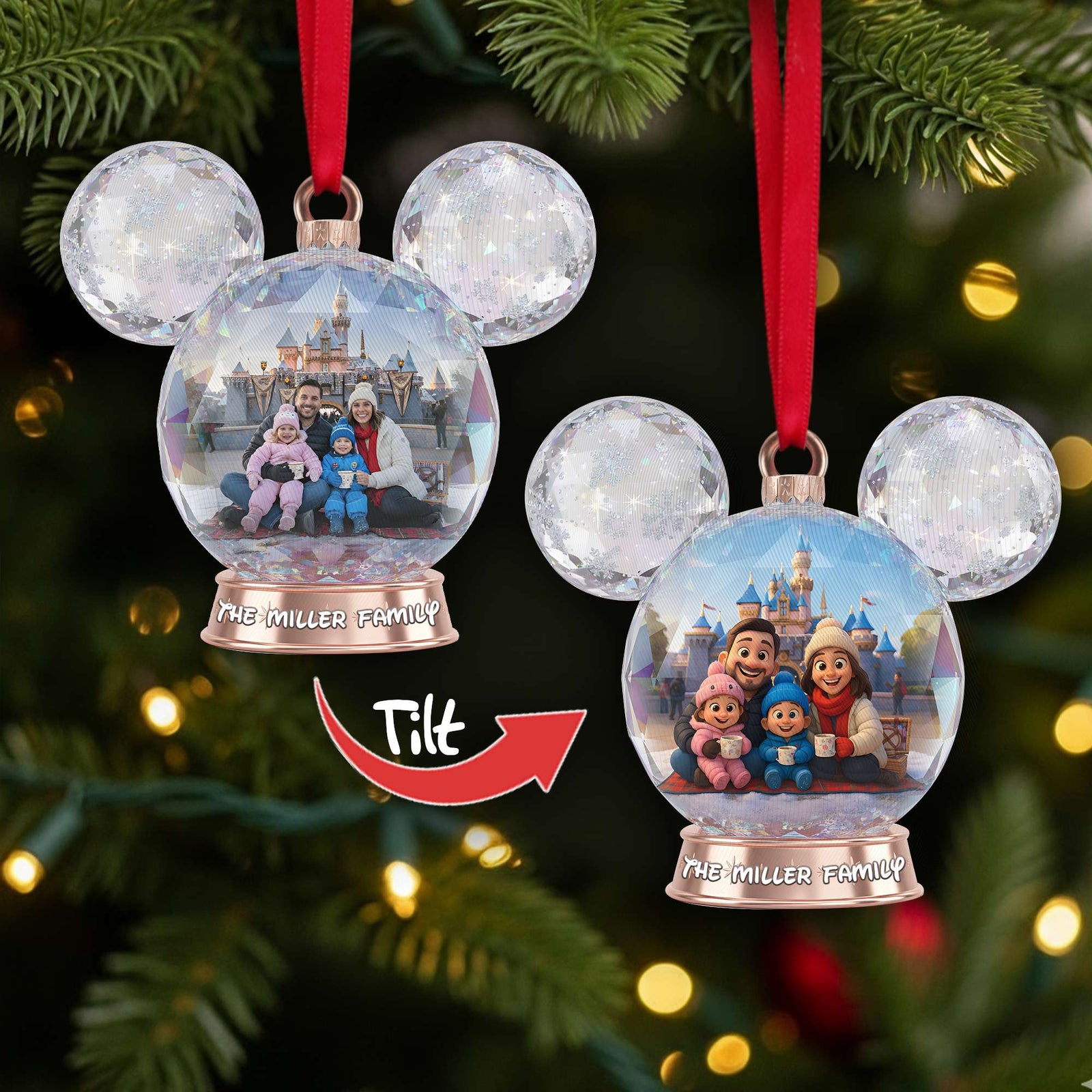 Sparkle Globe Christmas Lenticular Ornament - Personalized Custom Photo Gifts For Family 07NALU240925-Homacus