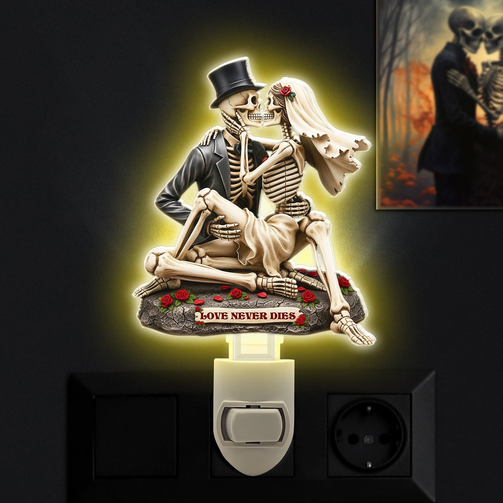 Skull Couple Acrylic Night Light - Personalized Gift For Couple 03NALU090625-Homacus