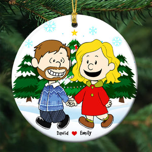 Couple Ceramic Ornament - Personalized Gifts For Couple Walking Hand In Hand-Homacus