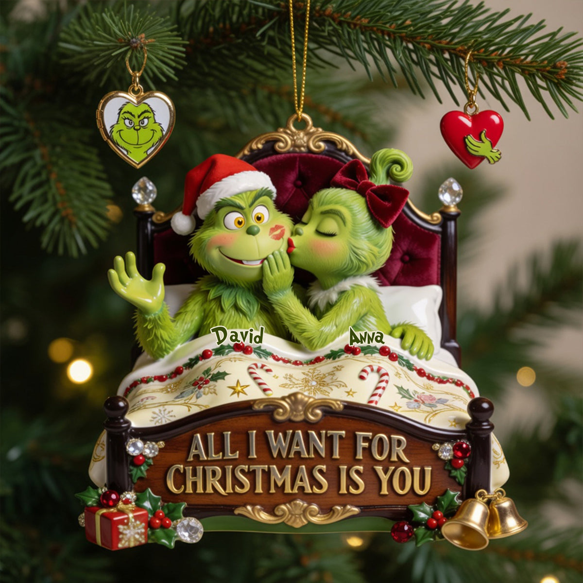 Mischievous Kiss Acrylic Ornament - Personalized Christmas Gifts For Couples 02pglu050826-Homacus