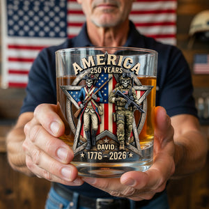 Fierce American Veteran Celebrated America 250th Anniversary Drinking Glass - Personalized Gifts For Veterans 01toqn080626-Homacus