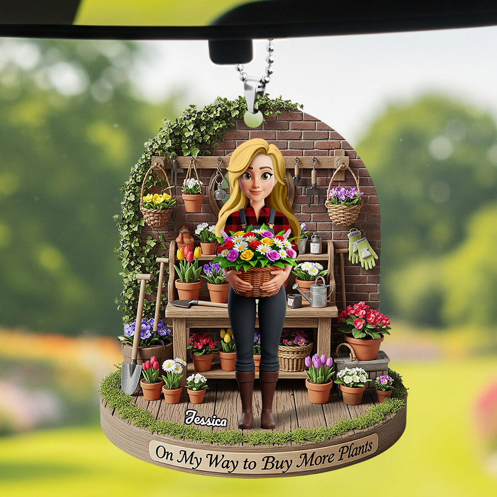 Flower Garden Girl Car Ornament Personalized Gifts For Gardeners 03NADT250625-Homacus