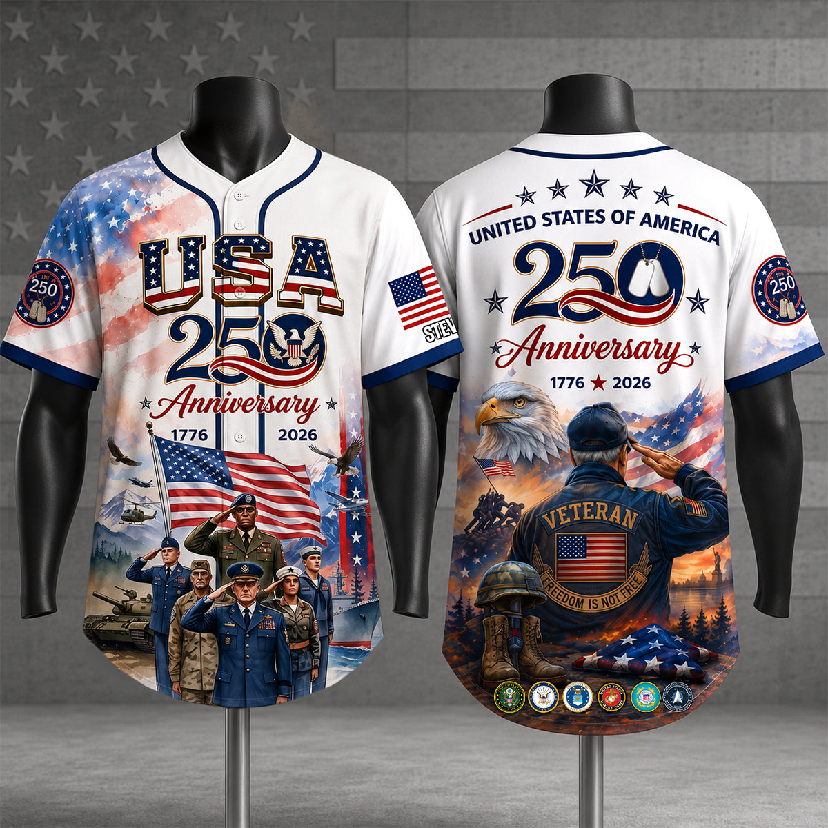 American 250 Anniversary Veteran Baseball Jersey - Personalized Gifts 01qhdh250626-Homacus